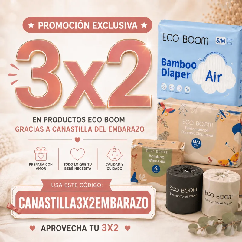 3x2 en Pañales Ecoboom para culitos sanos de verdad!