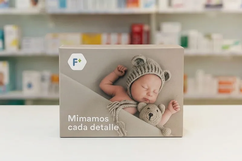 Canastilla gratis para el bebé con productos y muestras de Farmacias F+